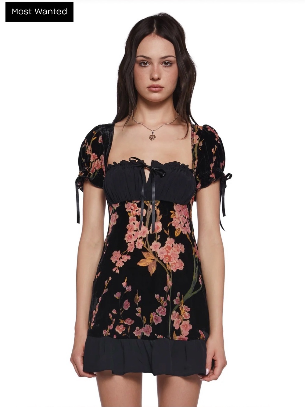 Burned Romance Velvet Floral Babydoll Dress by Dolls Kill NWT - Picture 3 of 3